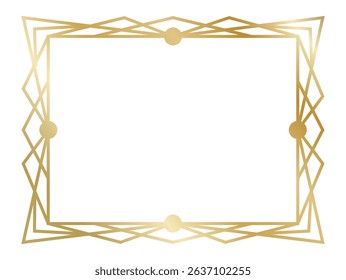 Golden frame with triangles and circles is creating an elegant and vintage atmosphere, perfect for invitations, posters and decorations with a touch of luxury and class