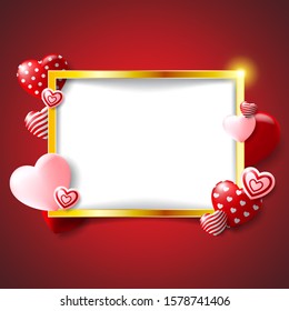 Golden frame Valentine's day concept background