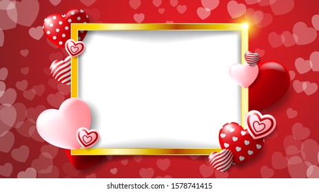 Golden frame Valentine's day concept background