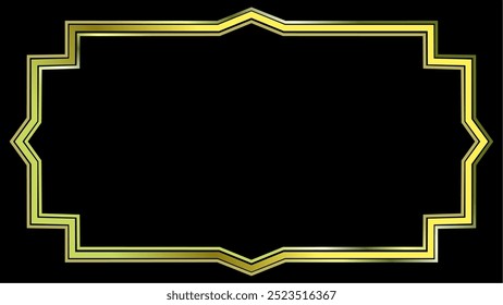 Vetor de quadro dourado isolado em preto
