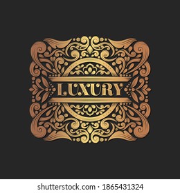 Golden frame with vector ornament. Elegant, classic elements. Can be used for jewelry, beauty and fashion industry. Great for logo, emblem, background or any desired idea.