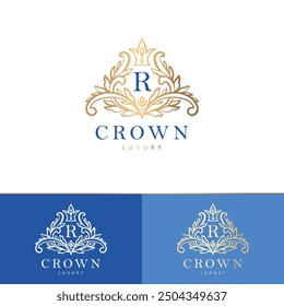 Goldener Rahmen mit Vektorornament. Elegante, klassische Elemente. Kann für Schmuck-, Schönheits- und Modebranche verwendet werden. Ideal für Logo, Emblem oder jede gewünschte Idee.