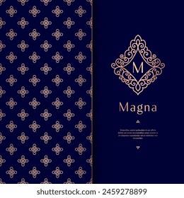 Marco dorado con adorno de Vector sobre fondo negro. Elementos elegantes y clásicos. Puede ser utilizado para la joyería, la belleza y la industria de la moda. Ideal para el logotipo, emblema, o cualquier idea deseada.