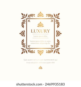 Marco dorado con adorno de Vector sobre fondo blanco. Elementos elegantes y clásicos. Puede ser utilizado para la joyería, la belleza y la industria de la moda. Ideal para el logotipo, emblema, o cualquier idea deseada.
