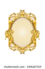 Golden frame with vintage Victorian metal Leaves​ and lion heads on white background 