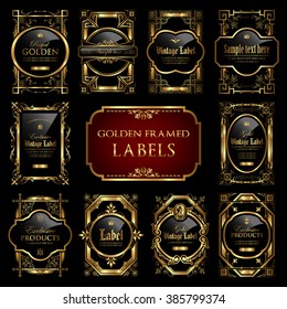 Golden framed labels