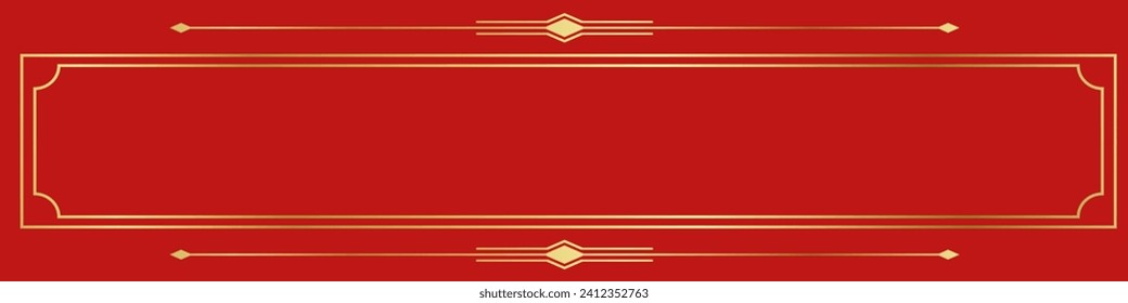 Golden framed lines for cards on an elegant red background. decorated in china