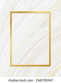 Golden gerahmtes Rechteck auf flüssigem Marmor, strukturierter Vektorgrafik
