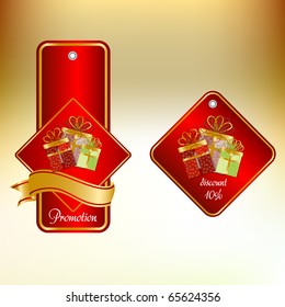 golden framed set promotion label