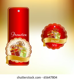 golden framed set promotion label