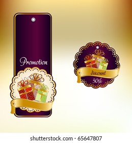 golden framed set promotion label