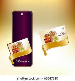 golden framed set promotion label