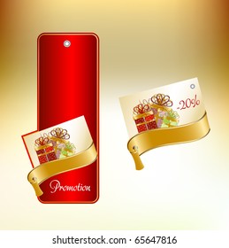 golden framed set promotion label