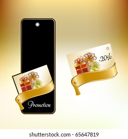 golden framed set promotion label