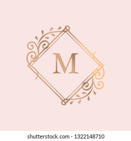 Golden framed vintage logo vector