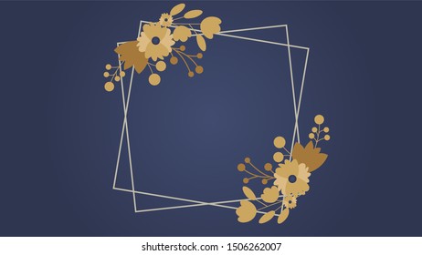 Golden frames with floral  Design for wedding invitation