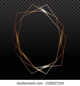 Golden frames. Gold geometrical polyhedron, art deco style for wedding invitation, luxury templates