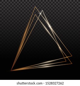 Golden frames. Gold geometrical polyhedron, art deco style for wedding invitation, luxury templates