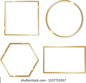 Golden Frames Isolated White background With Gradient Mesh, Vector Illustration