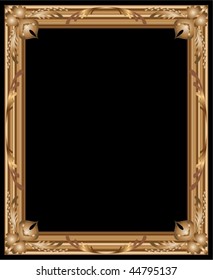 Golden frames on a black bakground