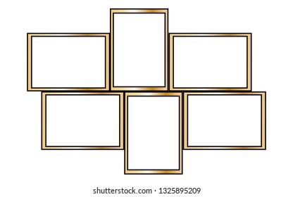 golden frames on white background