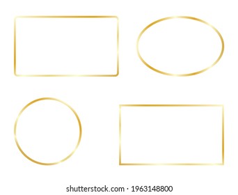 Goldene Rahmen auf weißem Hintergrund. Goldenes Rechteck glänzen, Quadrat, Kreisgrenzensammlung. Design-Elemente der Luxuslinie. Weihnachtskarte. Hochzeitsdekor. Vintage-Vorlage. Vektorgrafik.