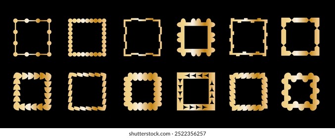 Golden frames vector. Luxury geometric frames, art deco style for wedding invitation and VIP design.