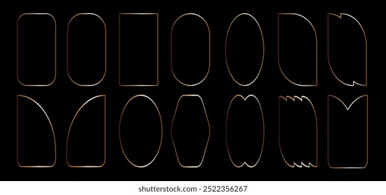 Vector de marcos dorados. Marcos geométricos de lujo, estilo art deco para invitación de boda y diseño VIP.