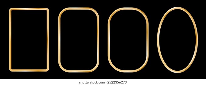 Golden frames vector. Luxury geometric frames, art deco style for wedding invitation and VIP design.