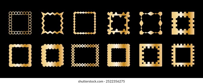 Golden frames vector. Luxury geometric frames, art deco style for wedding invitation and VIP design.