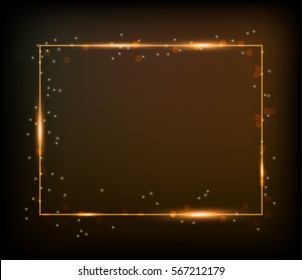 Golden frame,Shining square banner.Vector design element.