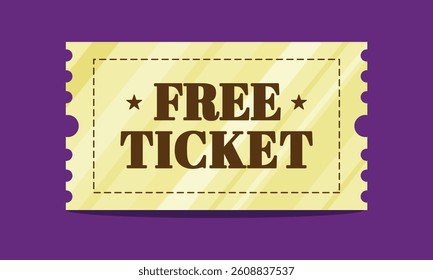 Golden Free Ticket Template.Vector Coupon for Different Events