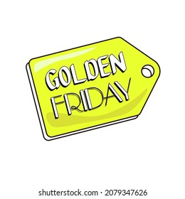 Golden Friday. Golden label with logo concept for year end promotion. for use in digital marketingind. eps 10