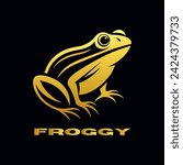 golden frog with circle logo 