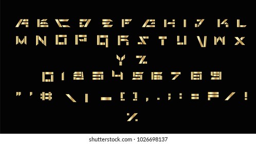 Golden futuristic vector font