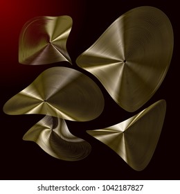 Golden futuristic wave. Golden abstract figure of intertwined lines. Vector illustration