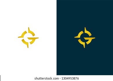 Golden G Compass Logo, Vector, Template