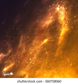 Golden Galaxy Background. Space Nebula. Vector Illustration.