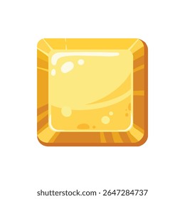 Botão de jogo dourado. Quadros e botões de pedra de ouro desenhos animados, placas de jogo de pedras de cascalho, pedras de pedra de ouro sinais vetor plana ilustração. Botões de pedra sobre branco