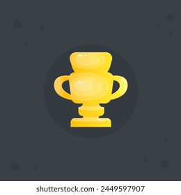 Golden Game UI Cute Cartoon Win Cup Icon Awards For Games Vector Design