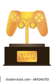 Golden gamepad, award to the best gamer, vector image