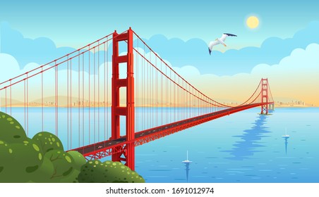 Golden Gate Bridge across the strait. San Francisco