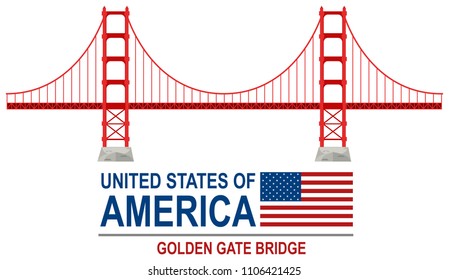 Golden gate bridge america illustration