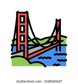 Golden Gate Bridge Color Icon Vector. Golden Gate Bridge Sign. Isolated Symbol Illustration