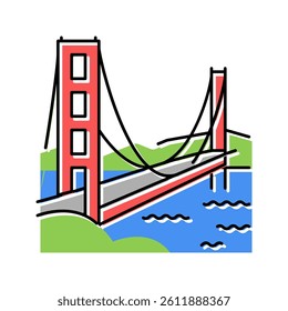 golden gate bridge color icon vector. golden gate bridge sign. isolated symbol illustration