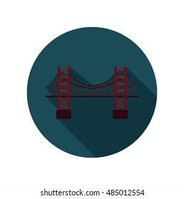 Golden Gate Bridge color icon. Flat design
