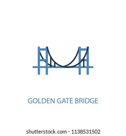 Golden Gate Bridge concept 2 colored icon. Simple blue element illustration. Golden Gate Bridge concept symbol design from USA set. Can be used for web and mobile UI/UX
