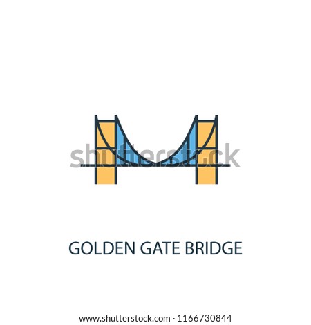 Golden Gate Bridge concept 2 colored line icon. Simple yellow and blue element illustration. Golden Gate Bridge concept outline symbol design from USA set