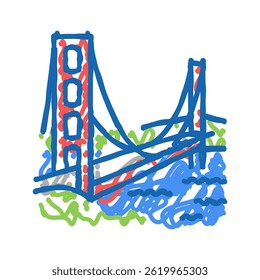 golden gate bridge doodle icon sketch vector. golden gate bridge sign. isolated symbol illustration