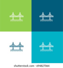 Golden Gate Bridge Green And Blue Material Color Minimal Icon Or Logo Design